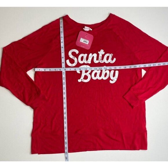 Isabel Maternity Shirt Top XL Santa Baby‎ Holiday Christmas Red Women's NEW - Picture 3 of 6